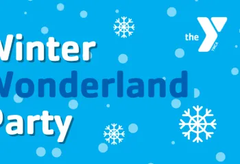 blue graphic that says winter wonderland party