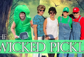 photo of people dressed in halloween costumes promoting the wicked pickle event