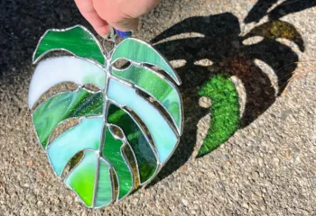 stained glass monstera leaf