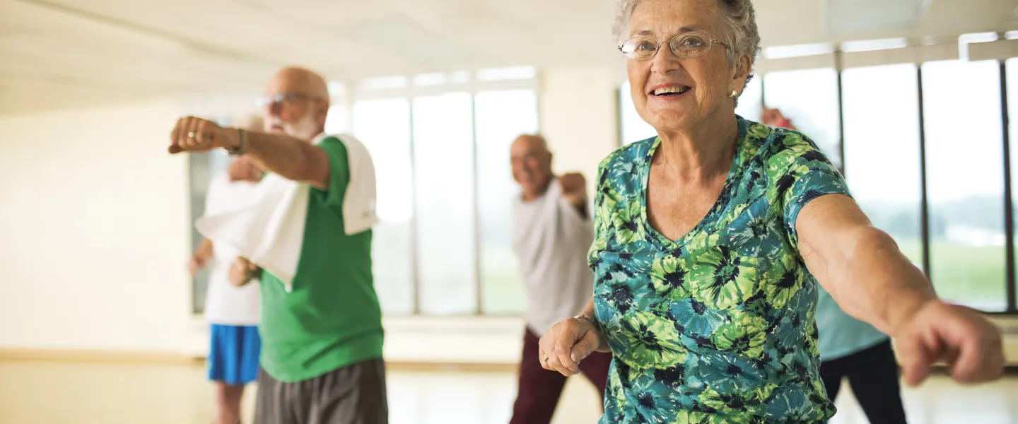 senior adults in exercise class