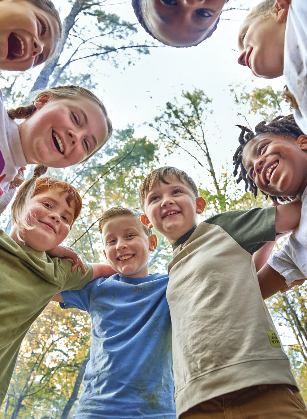 group of campers huddled together