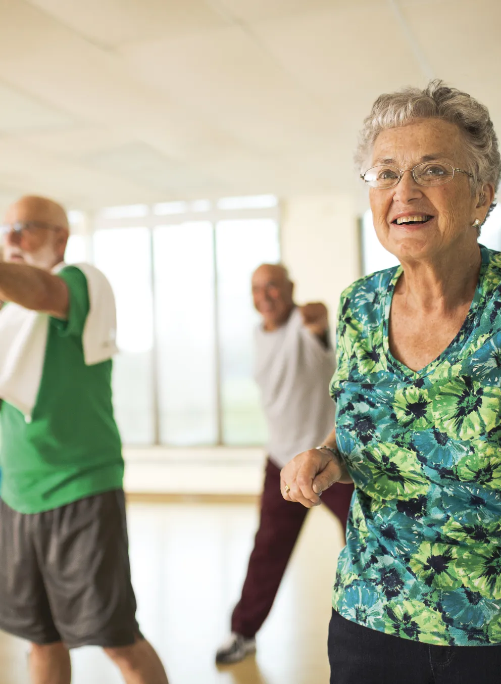 senior adults in exercise class