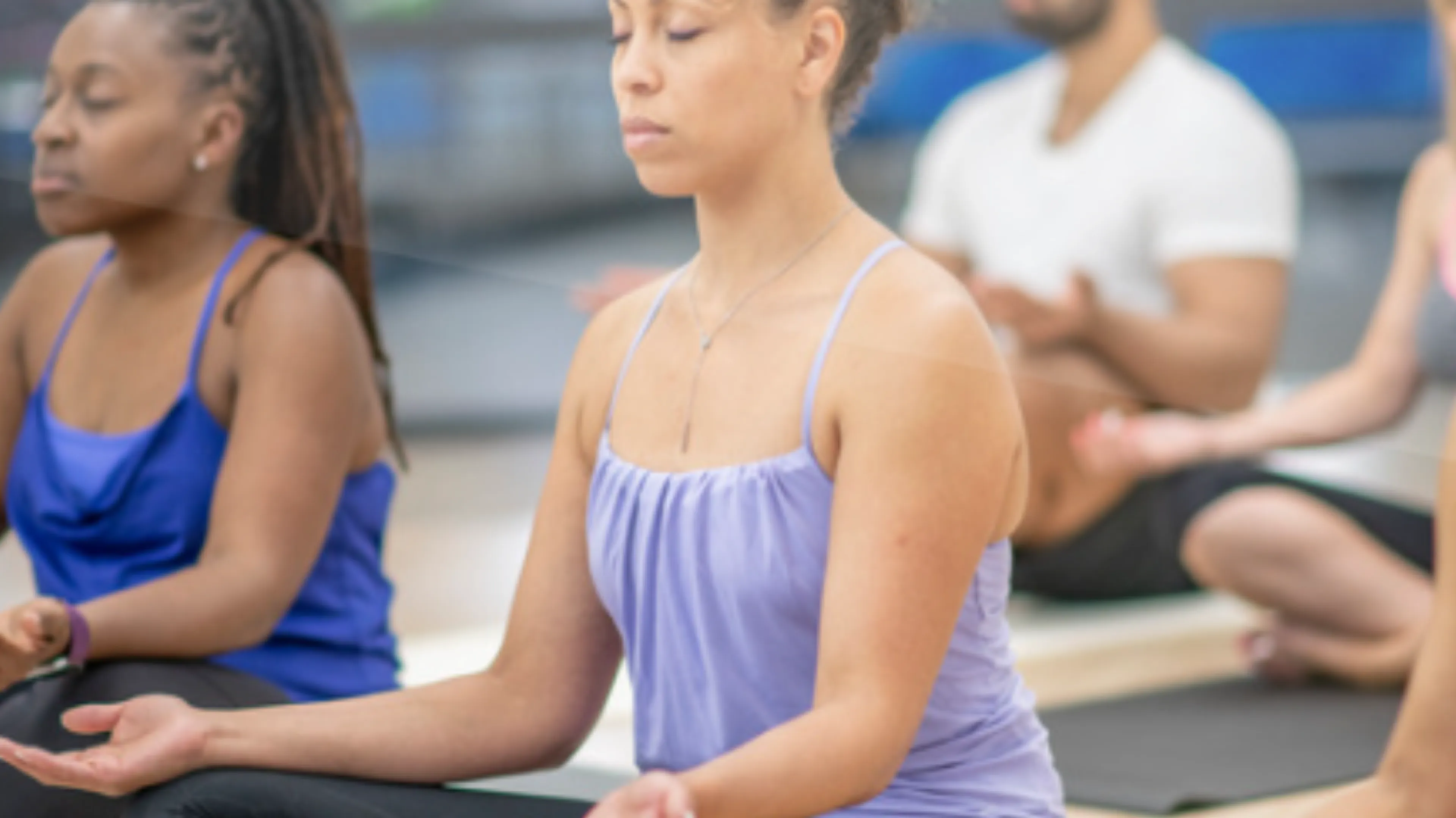 Women enjoying a calm yoga class