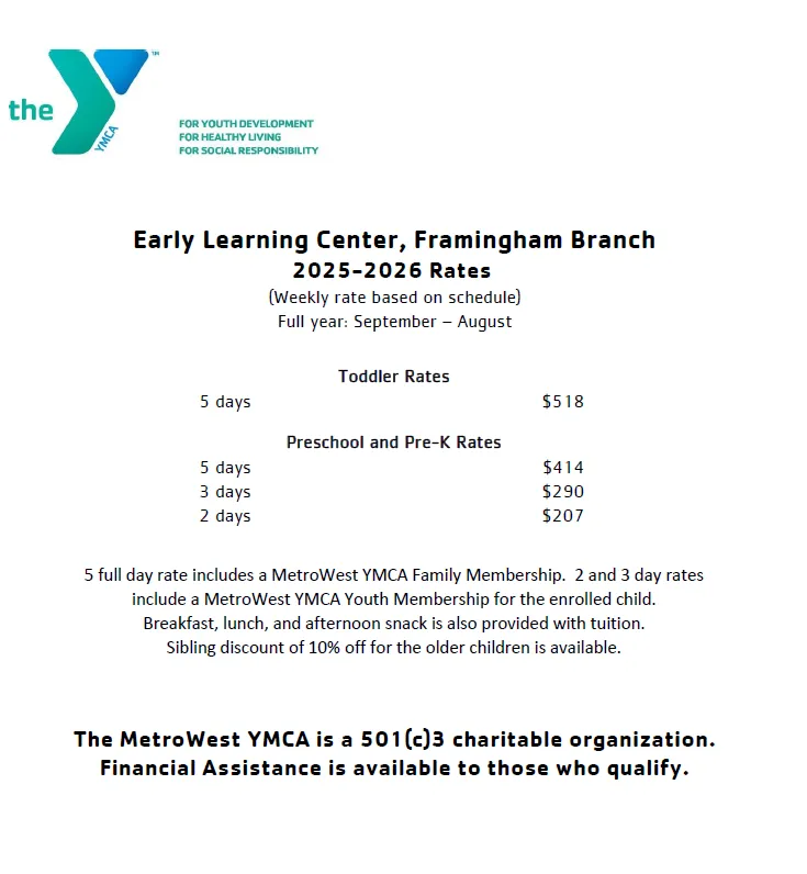 image that shows pricing for early learning center