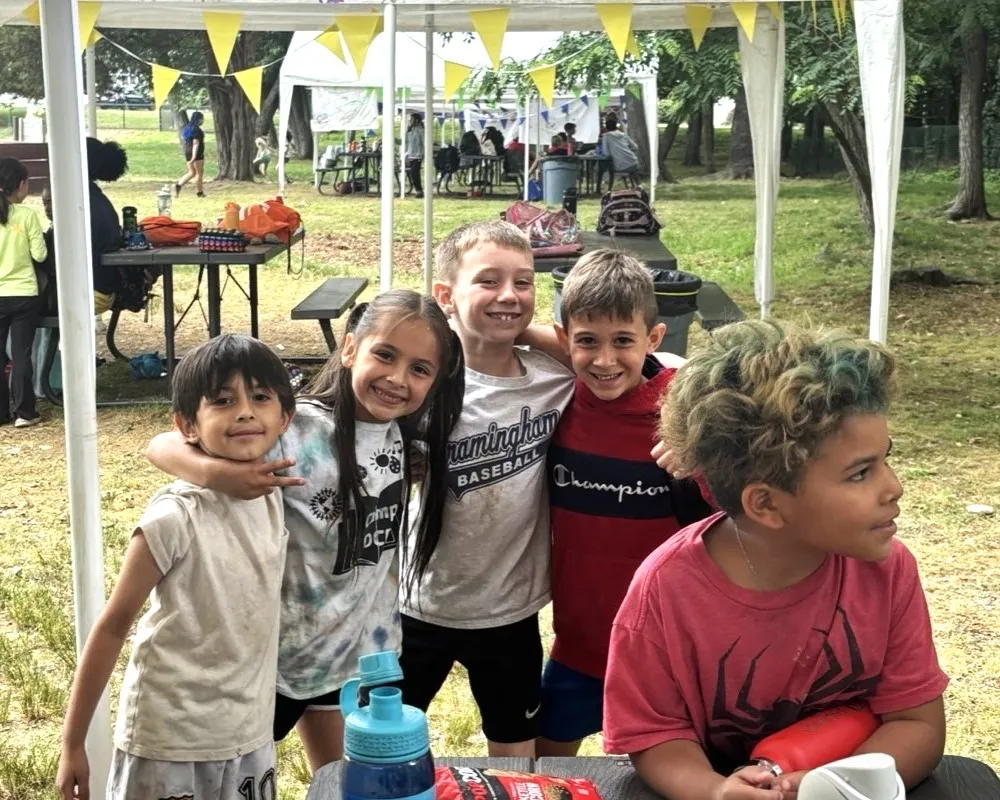 group of friends at camp