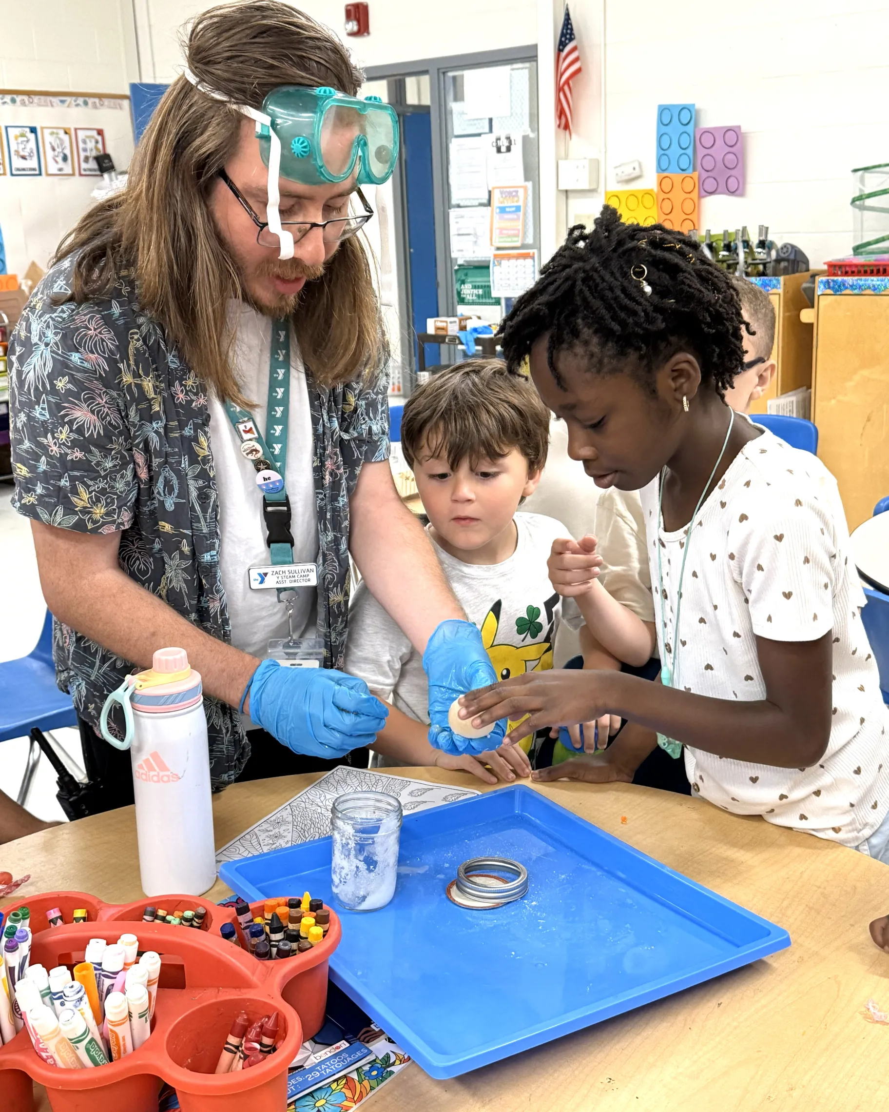 campers doing science experiment