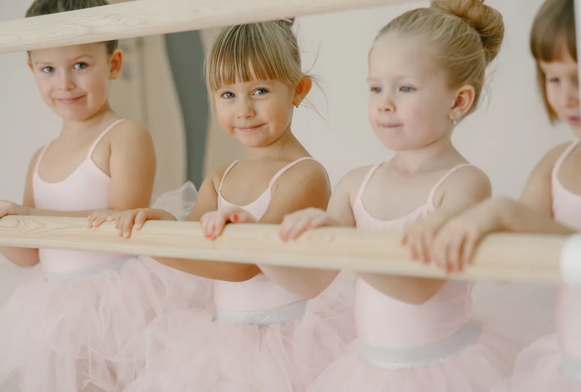 young girls in ballet class