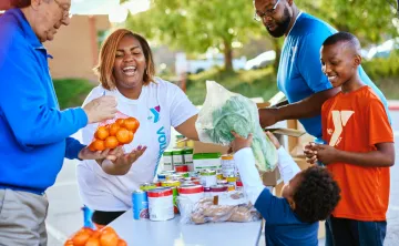 group of volunteers at ymca food drive