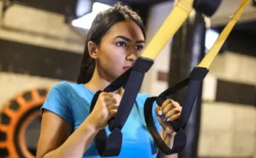 close up image of teen girl working out