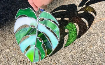 stained glass monstera leaf