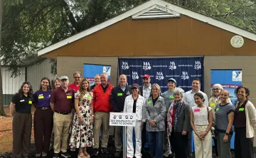 A group of state leaders in the education and agriculture space gather at the MetroWest YMCA Outdoor Center for a Farm-to-School demonstration